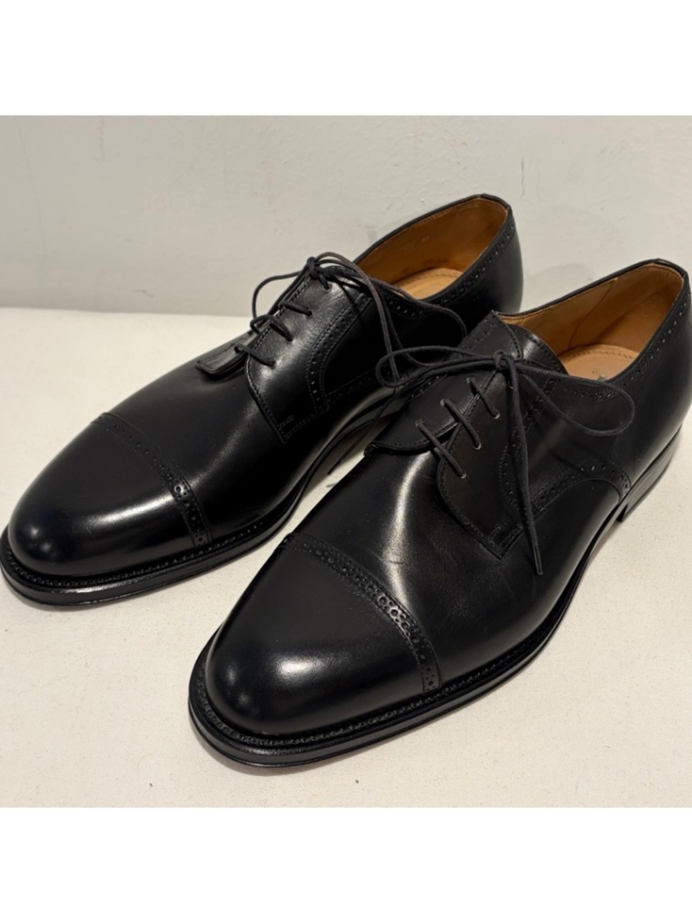 New Barney's New York Italy Made Black Men's Lace up Derby Shoes 10.5 MSRP $895